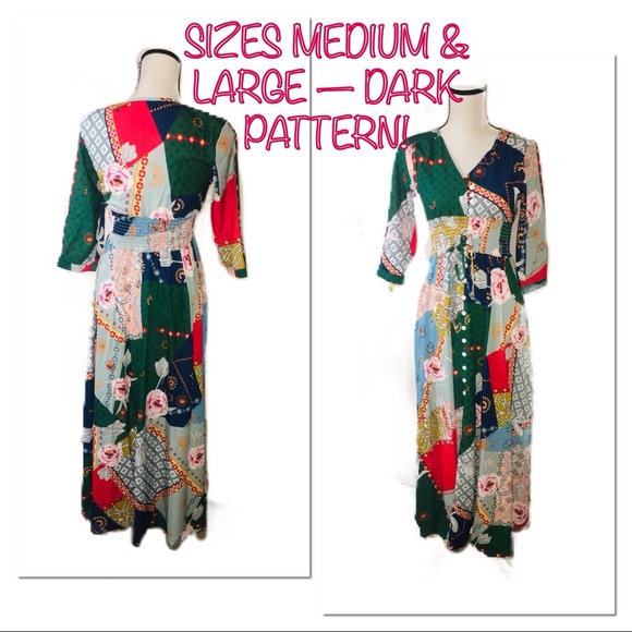 •HP! LAST 1!  Boho Chiffon Patchwork Maxi Dress• - Picture 6 of 8